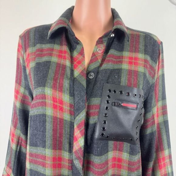 Women's NWT La Pateau Print and Plaid Shirt Dress Size Small Multi Color - Picture 6 of 10